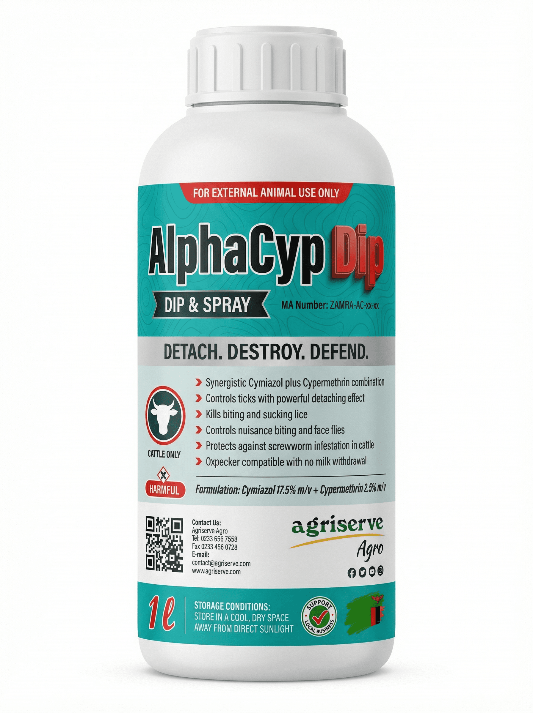 ALPHACYP DIP: Cymiazol 17.5% m/v + Cypermethrin 2.5% m/v