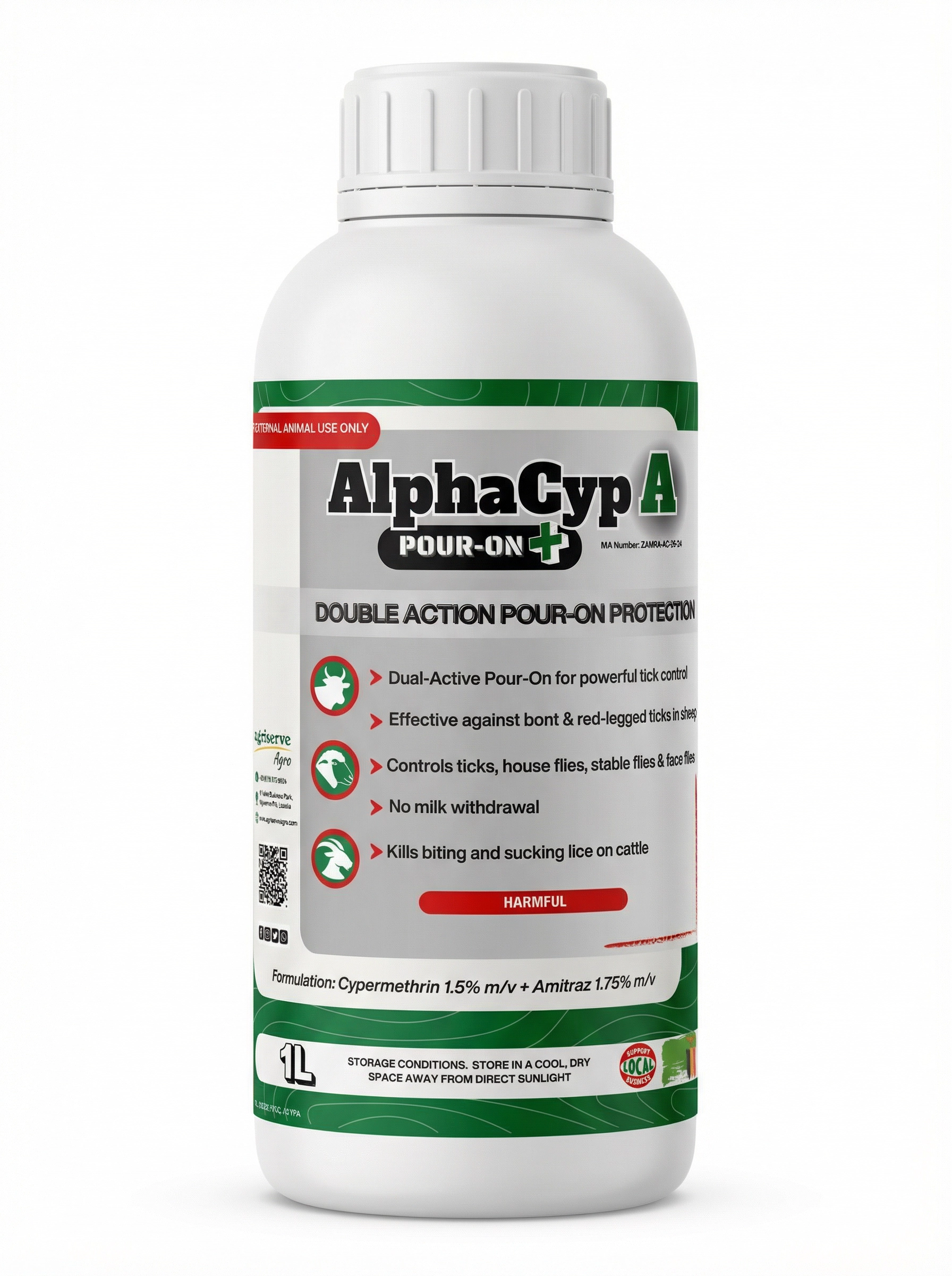 Alphacyp A Pour+ cypermethrin and amitraz pour-on