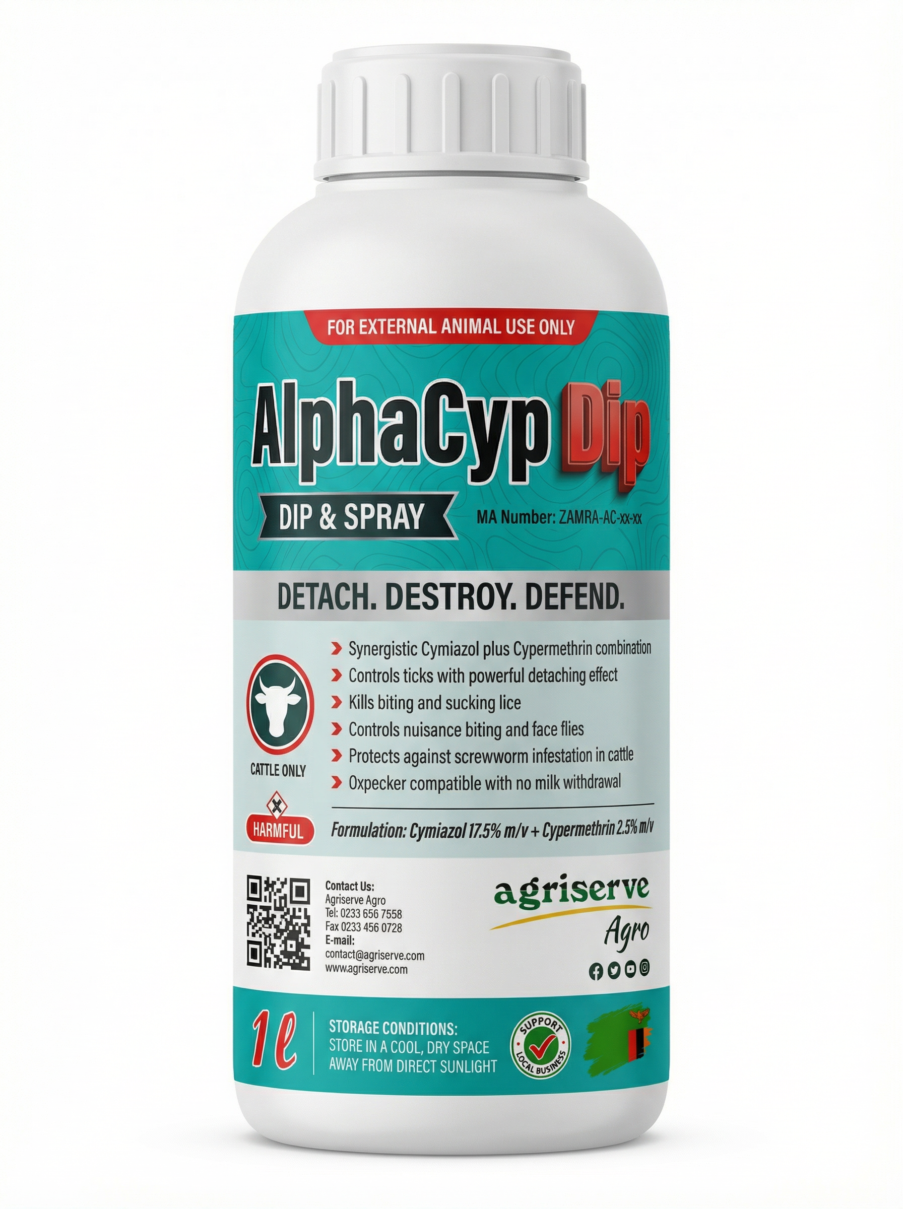 ALPHACYP DIP: Cymiazol 17.5% m/v + Cypermethrin 2.5% m/v