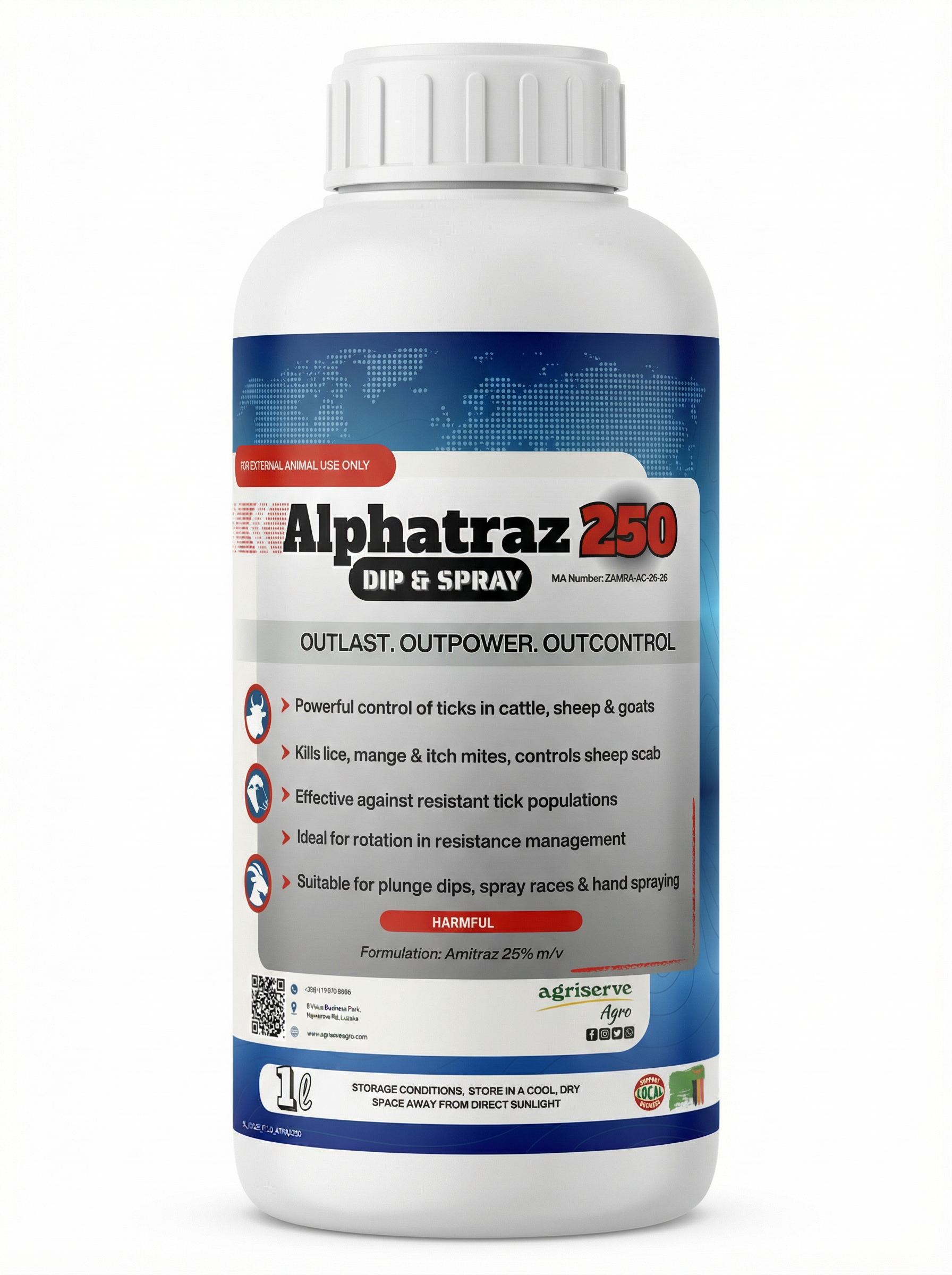 Alphatraz 250 amitraz dip and spray concentrate